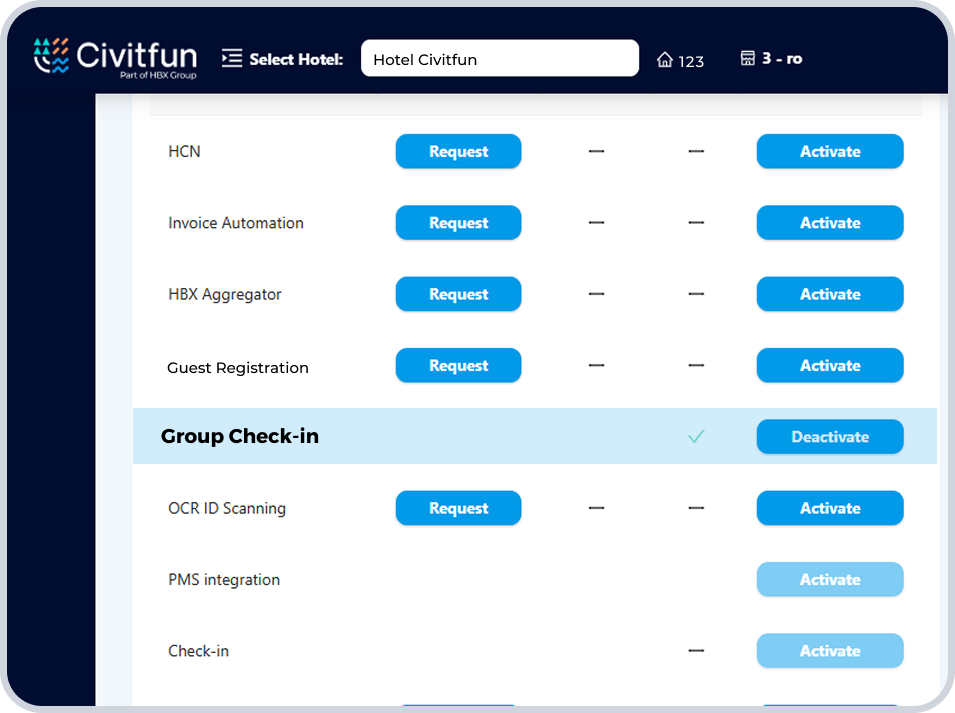 check-in de grupos para hoteles | check in hoteles | Civitfun